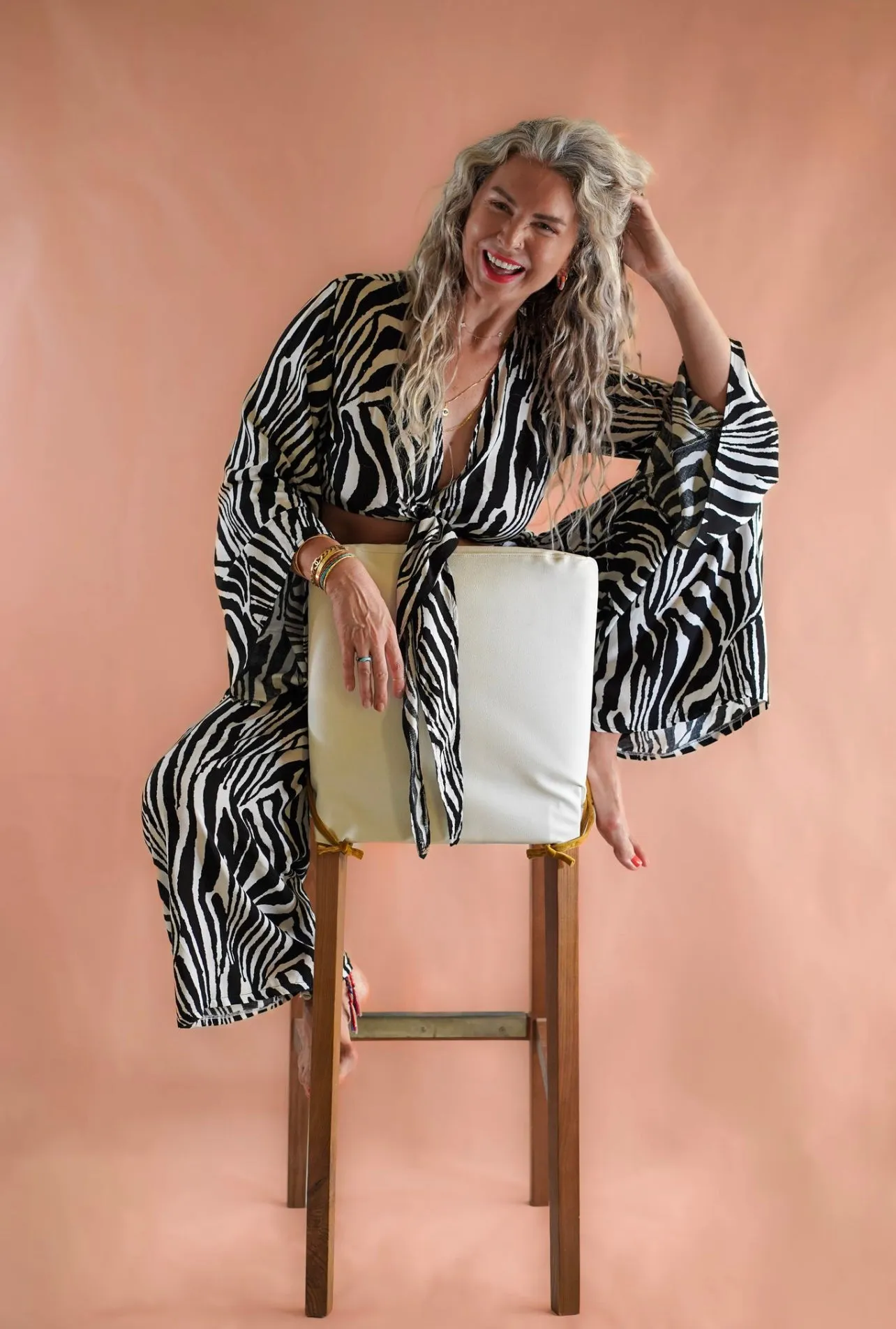 Tie me up cropped jacket - Zebra
