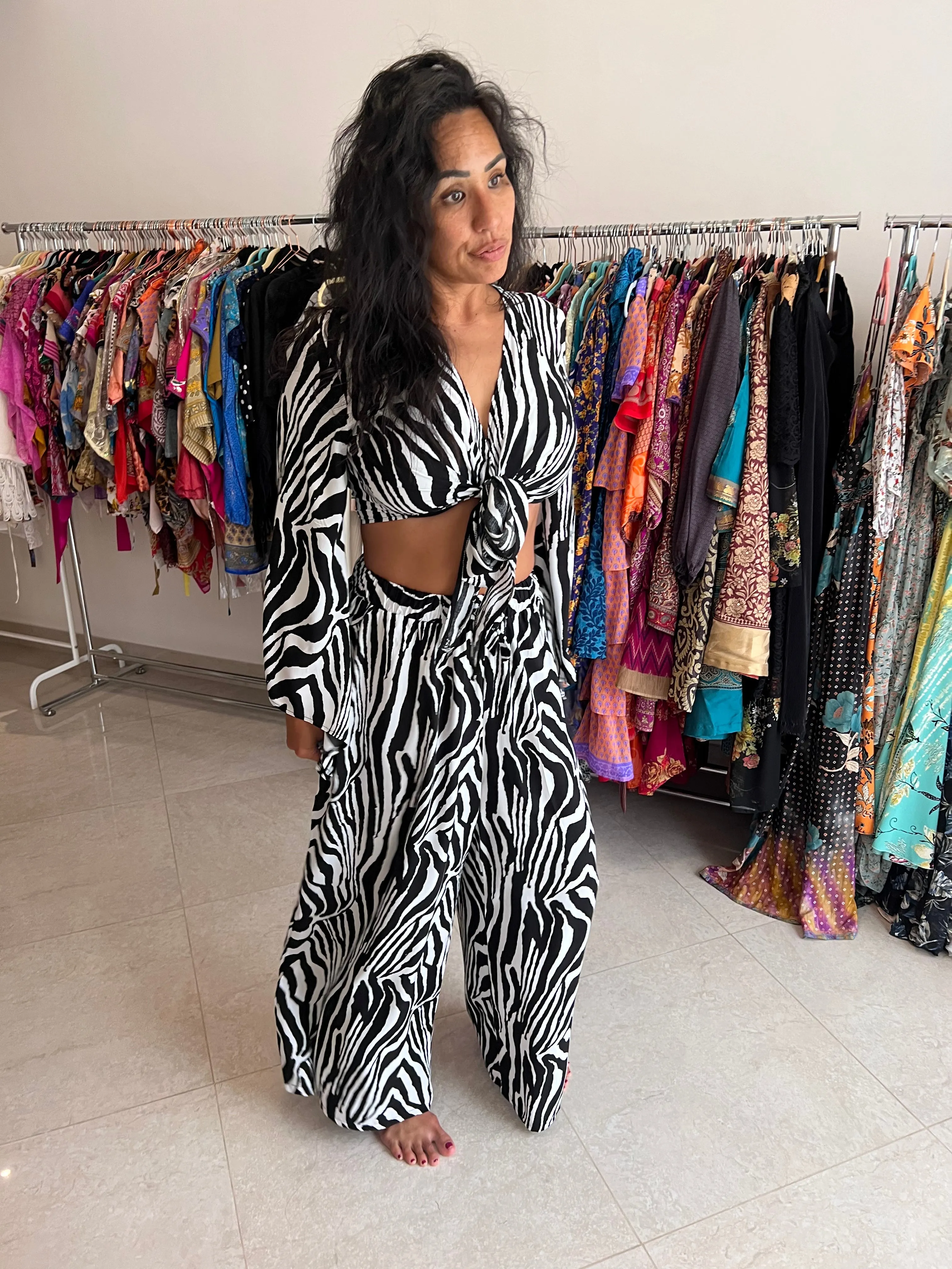 Tie me up cropped jacket - Zebra