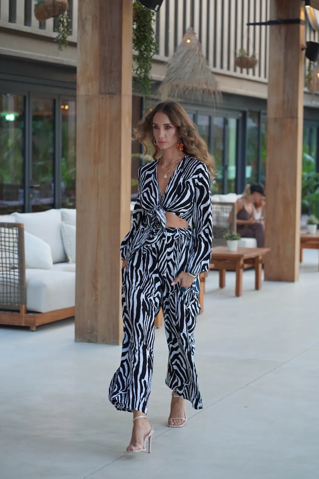 Tie me up cropped jacket - Zebra