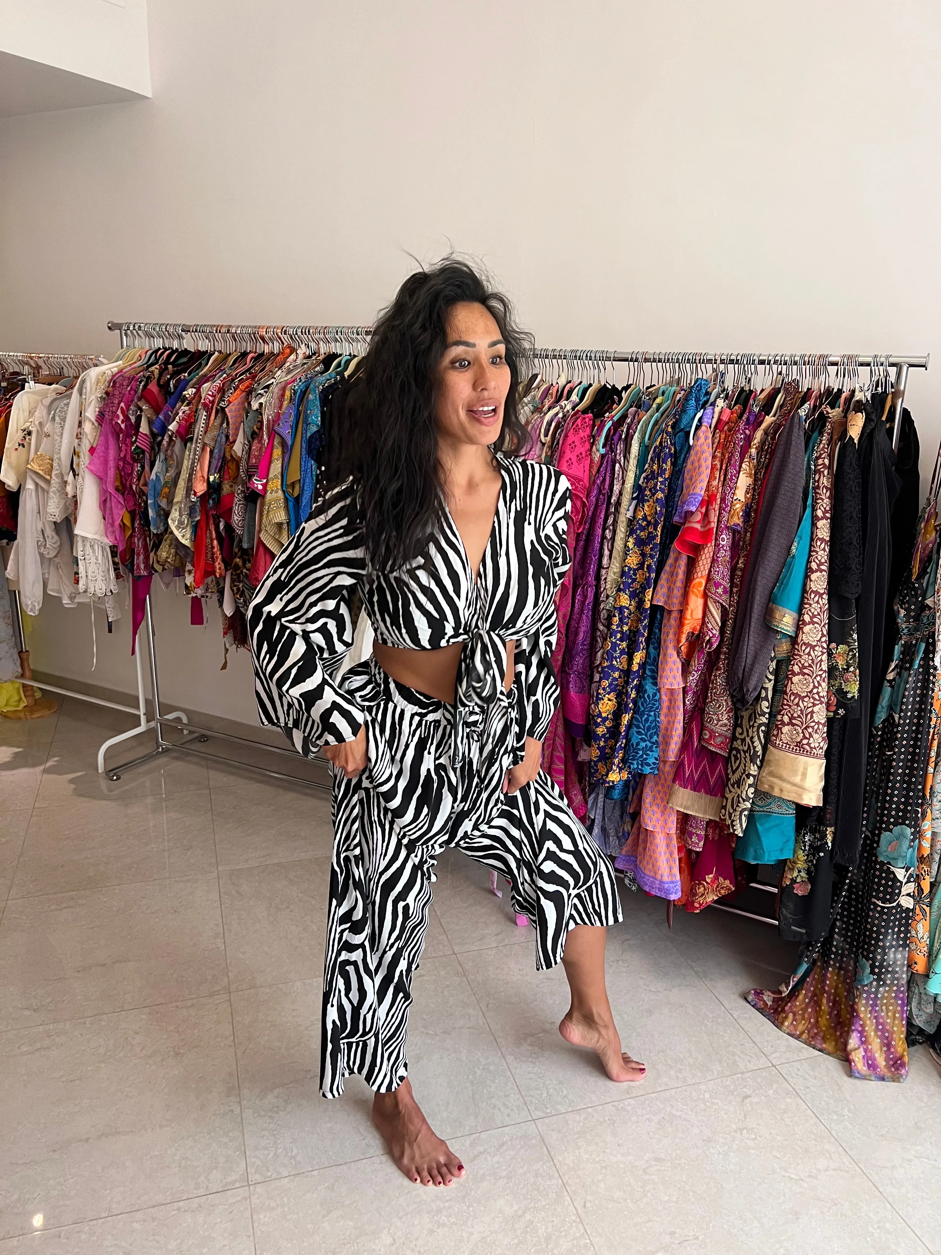 Tie me up cropped jacket - Zebra
