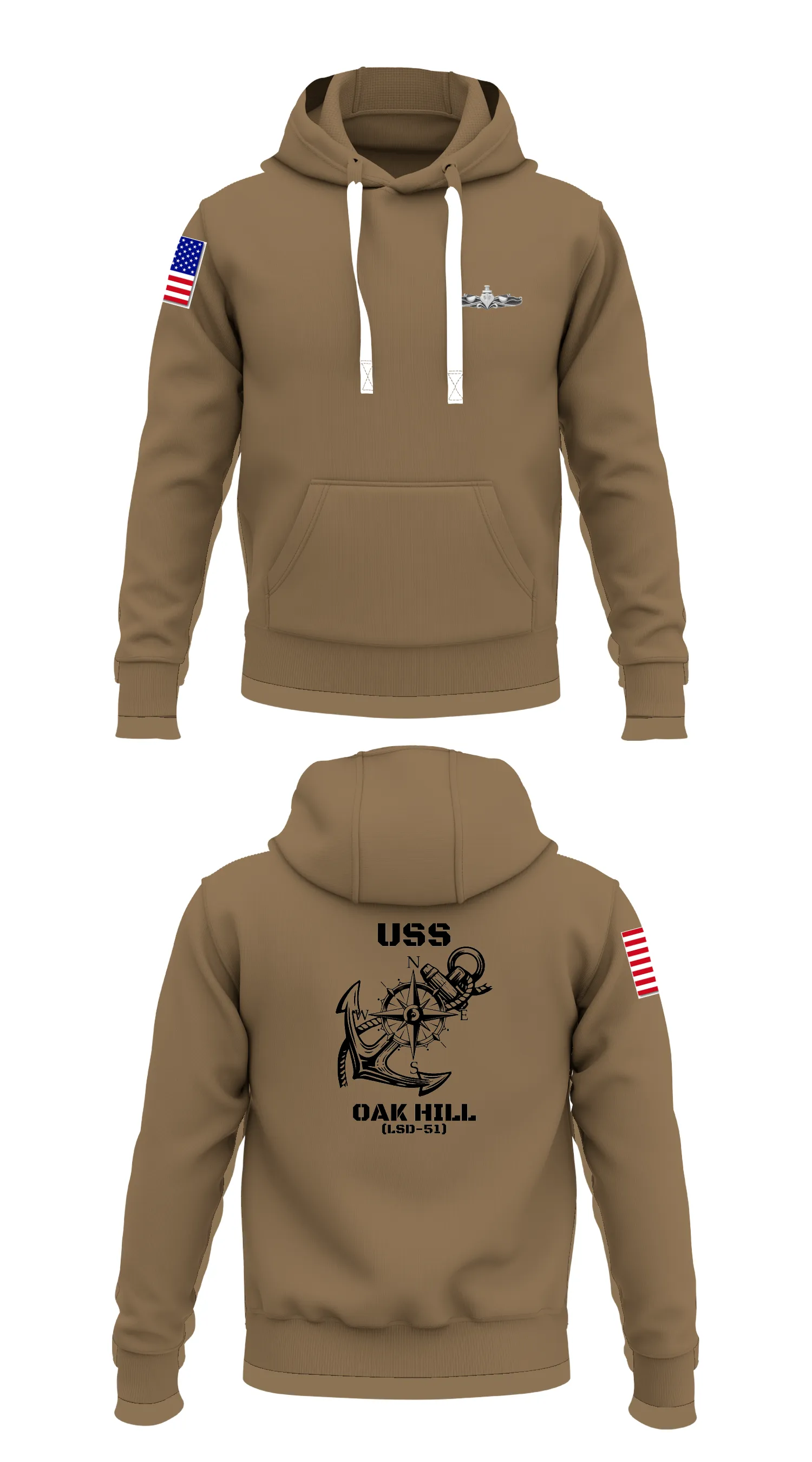 USS OAK HILL (LSD-51) Store 1  Core Men's Hooded Performance Sweatshirt - 45339815073