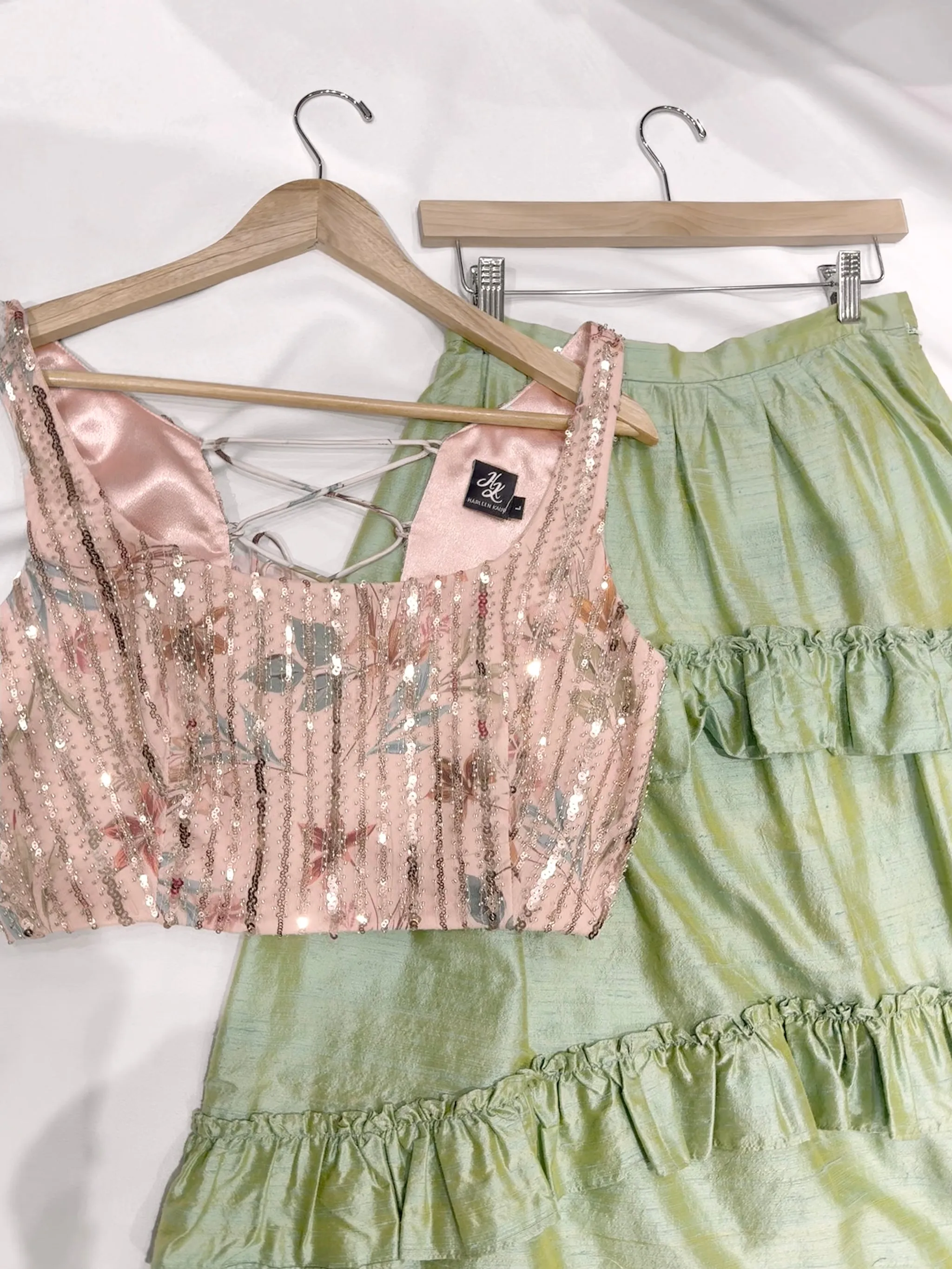 VARELLA Beaded Floral Lehenga Top