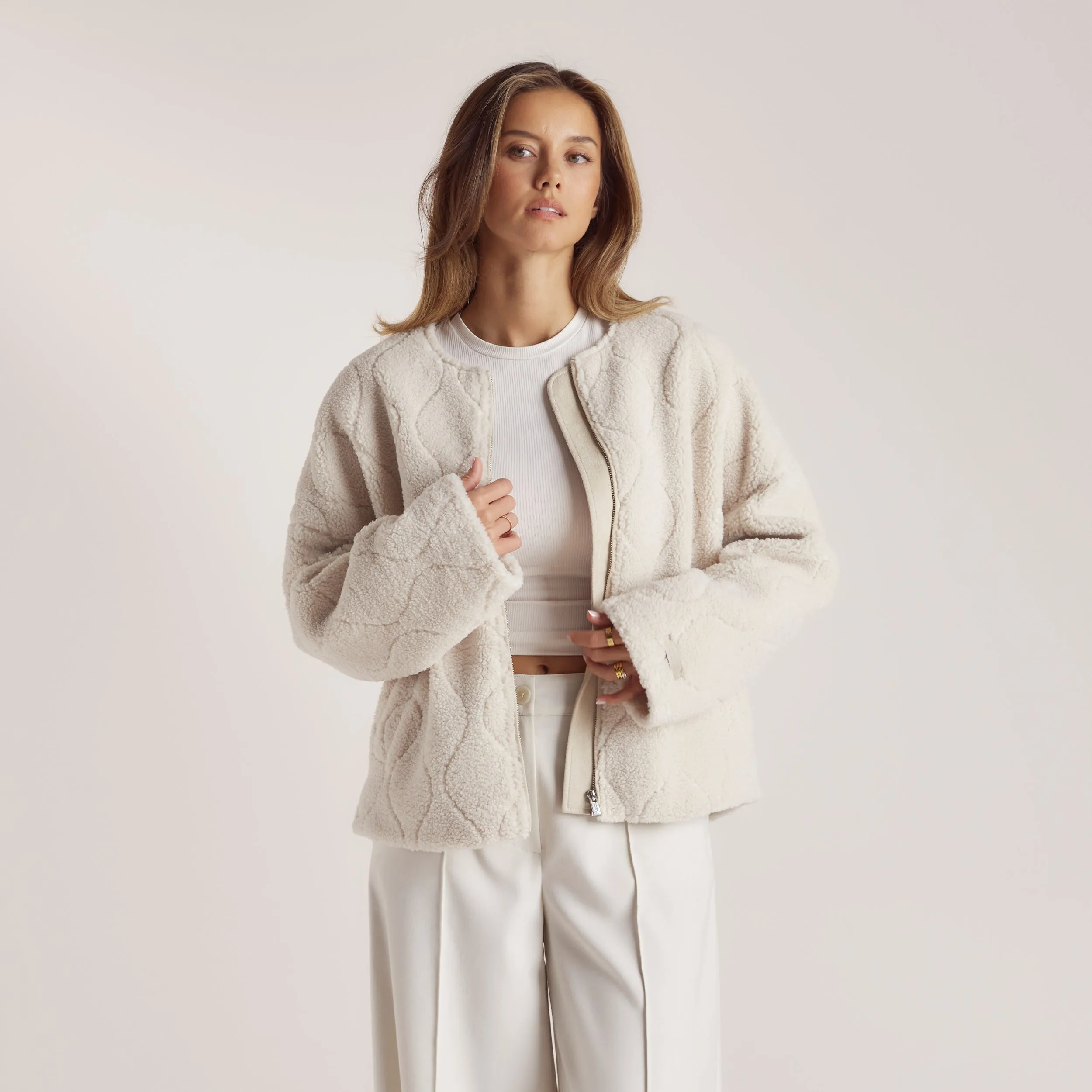 Veste en Borg - Crème