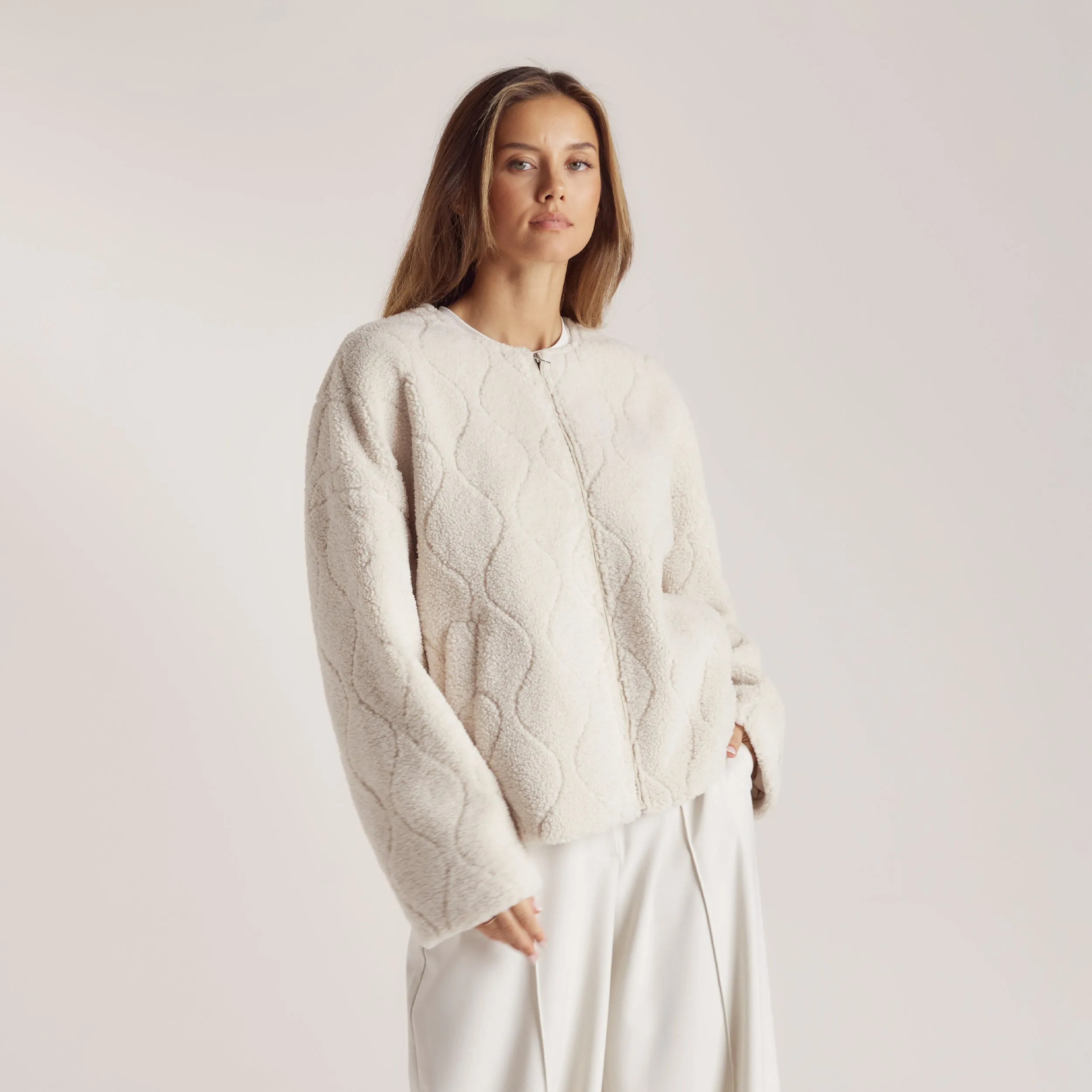 Veste en Borg - Crème