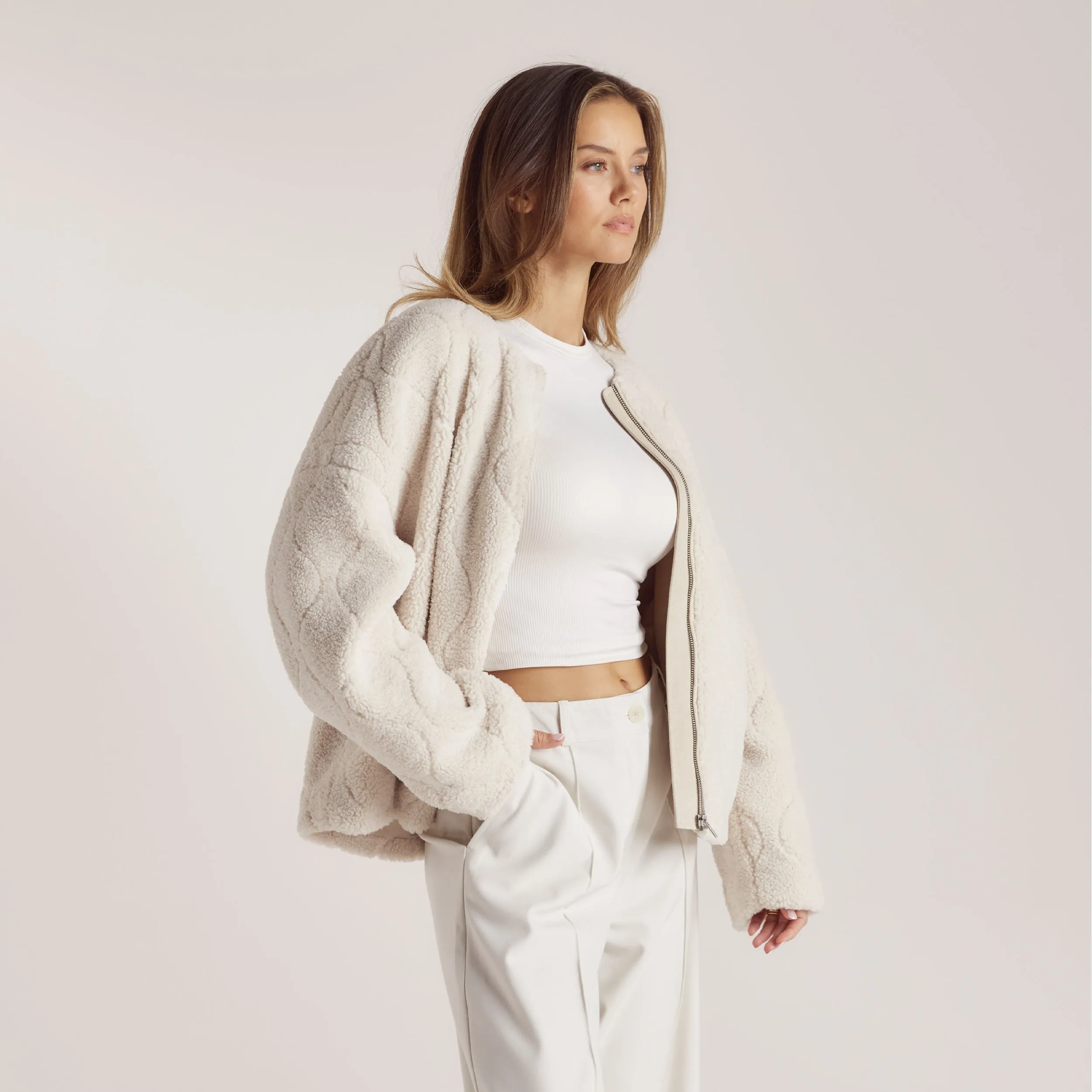Veste en Borg - Crème
