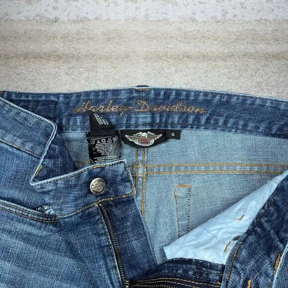 Vintage Harley Davidson Jeans Bootcut Flared Fit Medium Wash Y2K