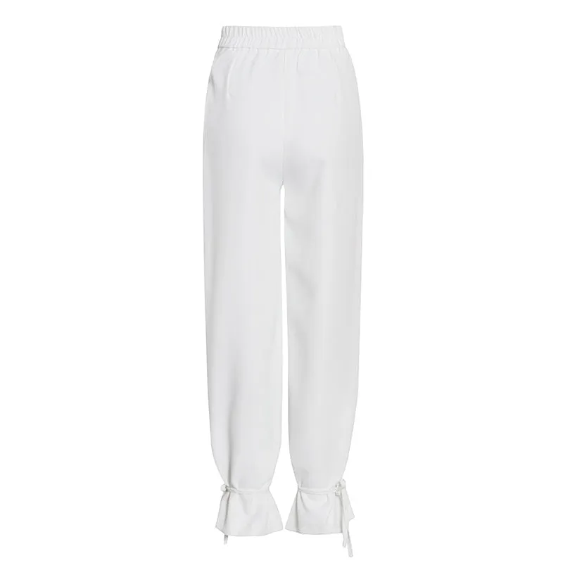 White High Waist Harem Trousers