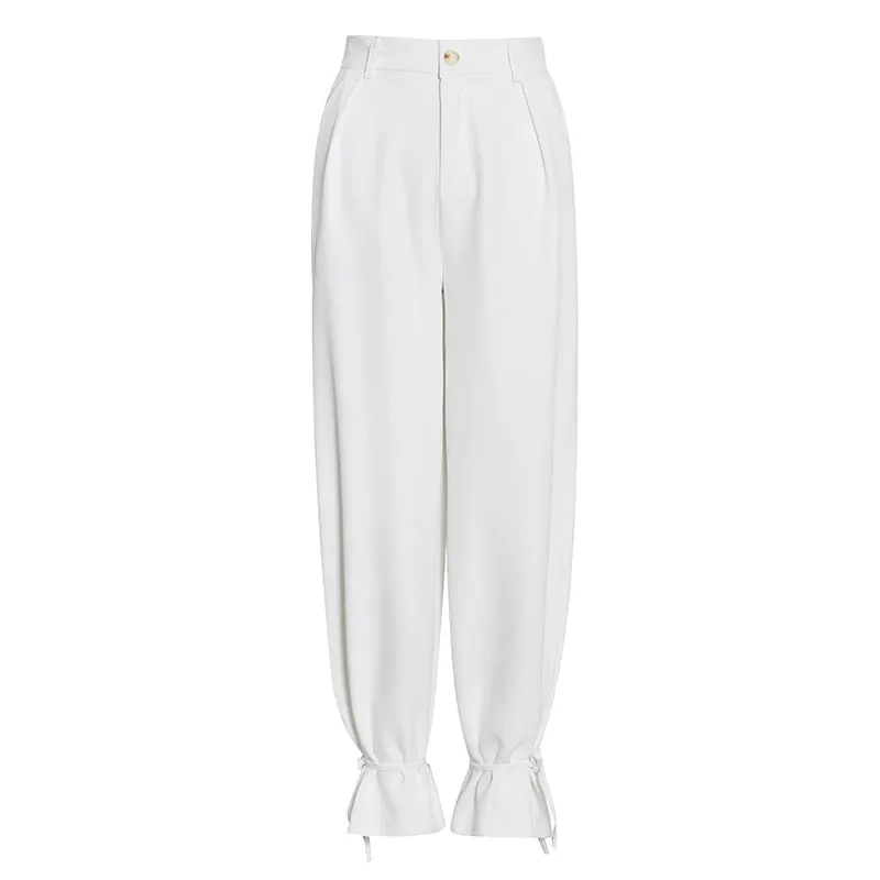 White High Waist Harem Trousers