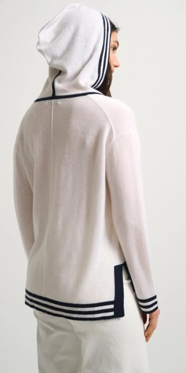 White   Warren Cashmere Tipped Baja Hoodie