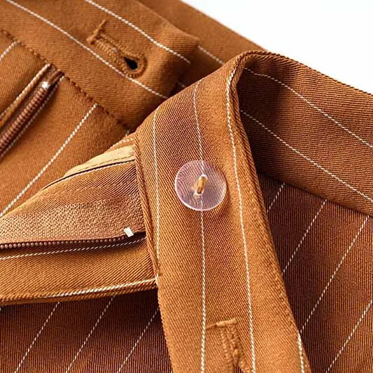 Women Caramel Pantsuit Fitted Blazer   Mid-High Rise Trousers Pantsuit Suit Formal Wear