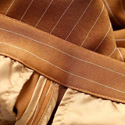 Women Caramel Pantsuit Fitted Blazer   Mid-High Rise Trousers Pantsuit Suit Formal Wear