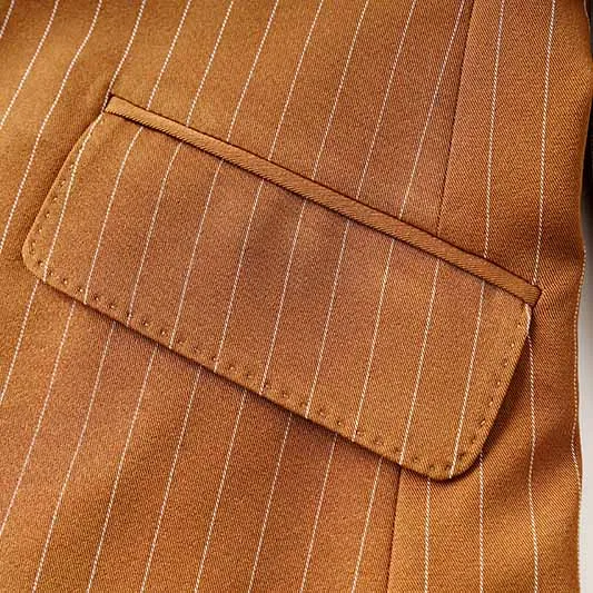 Women Caramel Pantsuit Fitted Blazer   Mid-High Rise Trousers Pantsuit Suit Formal Wear