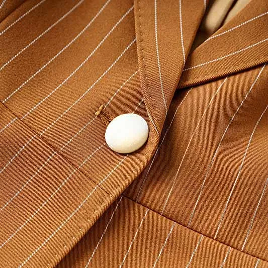 Women Caramel Pantsuit Fitted Blazer   Mid-High Rise Trousers Pantsuit Suit Formal Wear