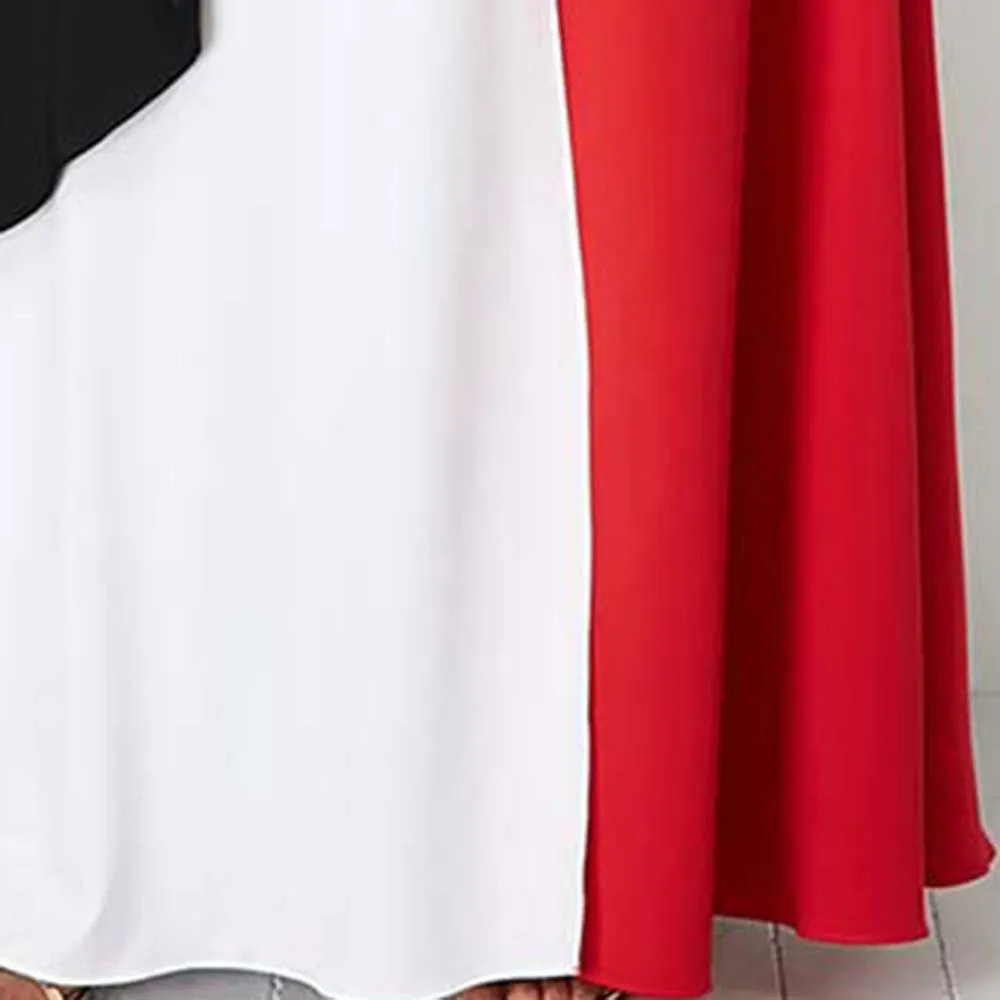 Women Contrast Ruffled Long Dresses