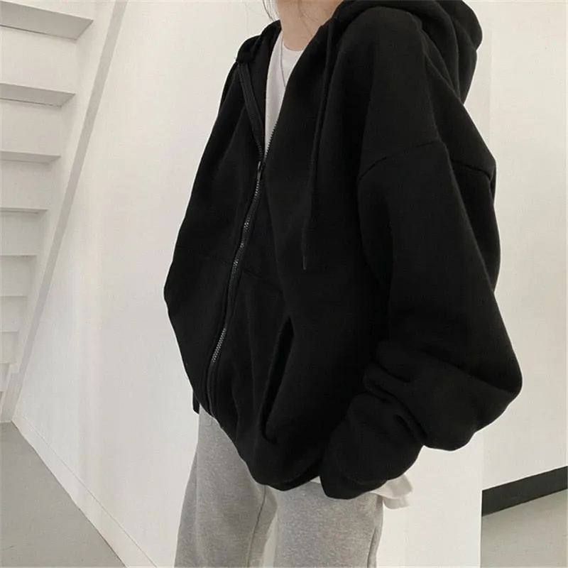 Women’s Casual Long Sleeve Letter Print Zipper Hoodie Sweatshirt Tops