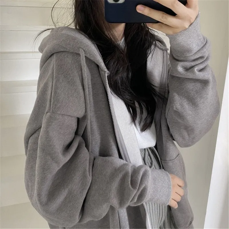 Women’s Casual Long Sleeve Letter Print Zipper Hoodie Sweatshirt Tops