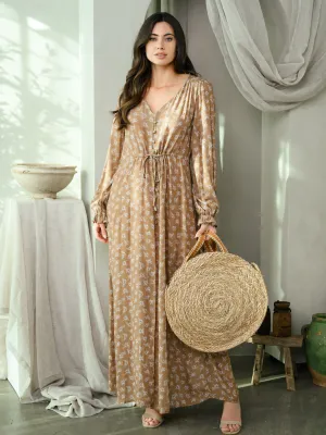 WOMEN'S LONG SLEEVE FLORAL MAXI DRESS