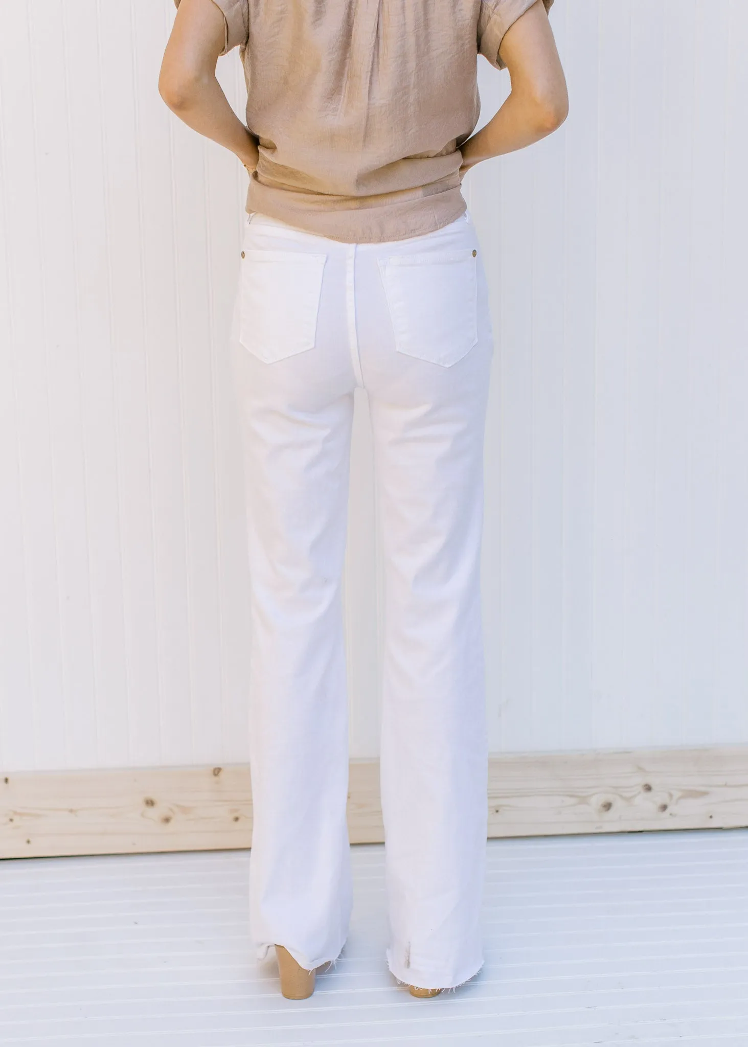 X Judy Blue White Frayed Waist Flare