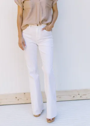 X Judy Blue White Frayed Waist Flare