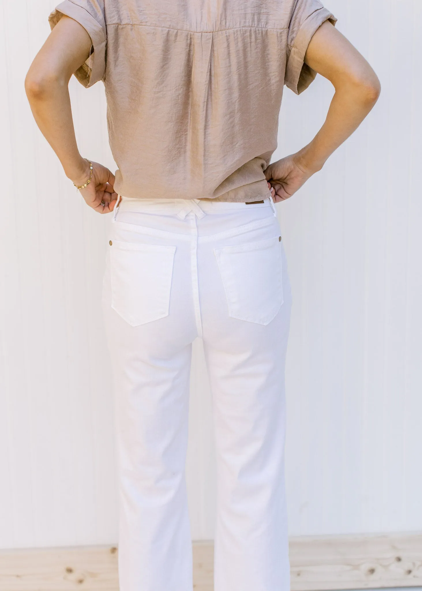 X Judy Blue White Frayed Waist Flare
