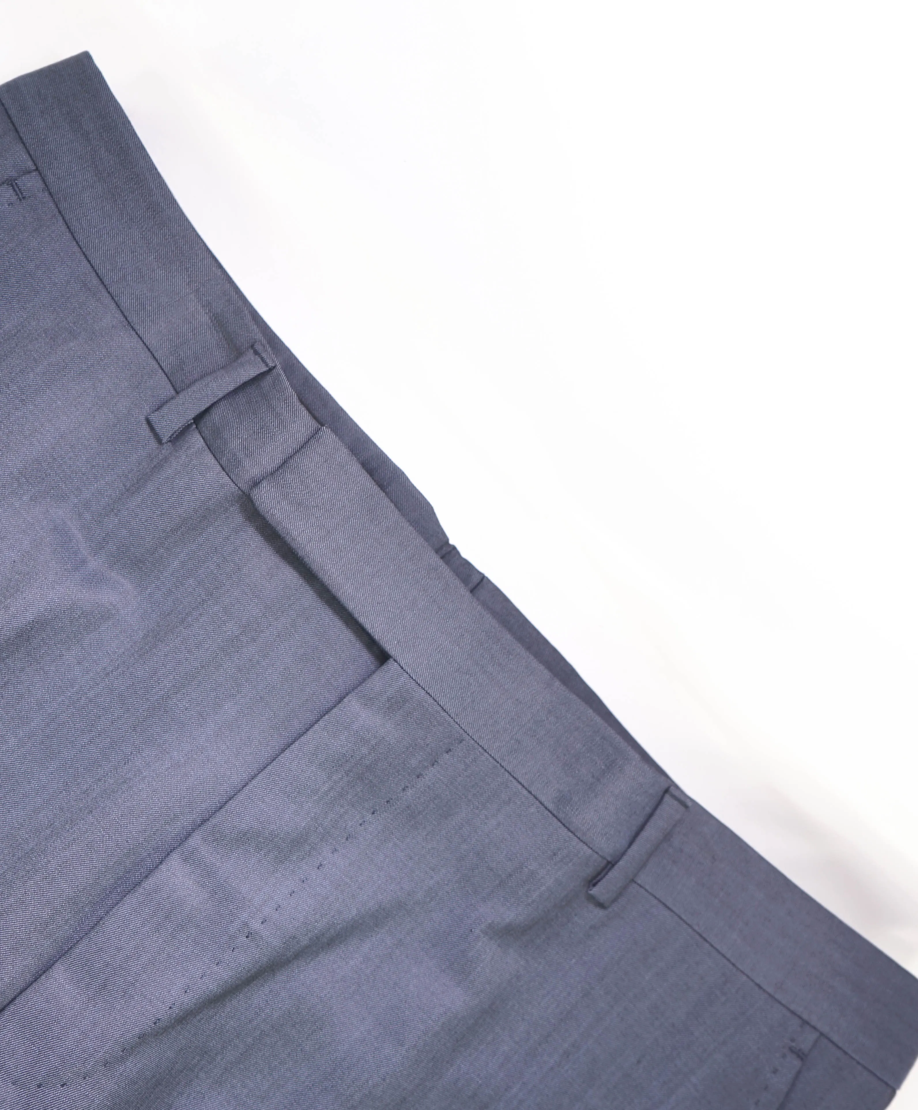 Z ZEGNA - Blue Sharkskin "REGULAR" Flat Front Dress Pants - 35W