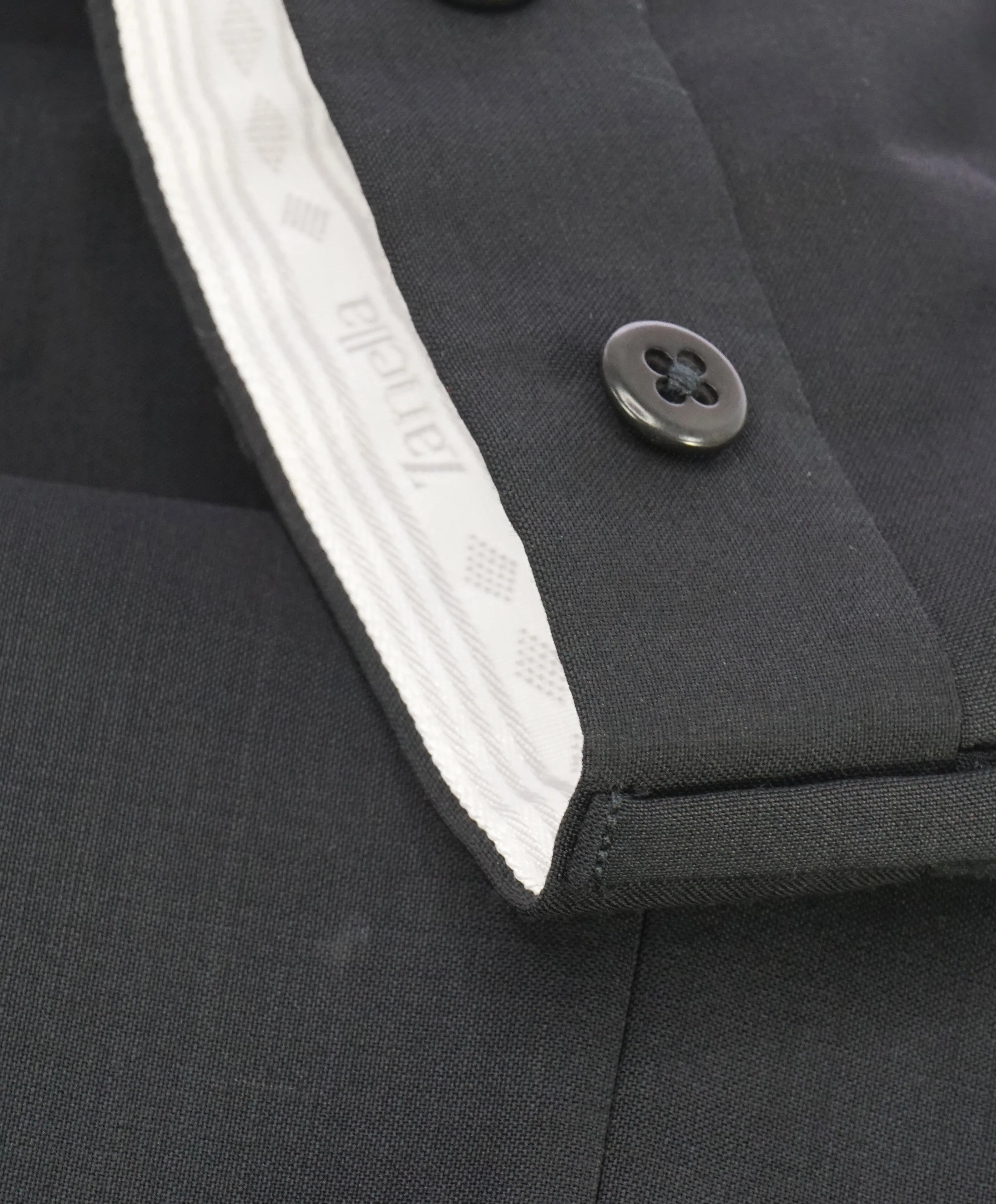 ZANELLA - “PARKER” Solid Black Wool Flat Front Pants - 35W