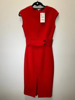 Zara Red Sleeveless Midi Straight Dress