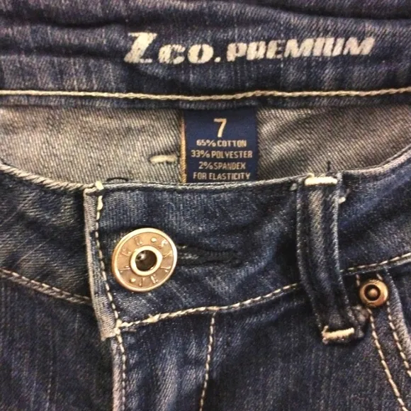 Z.CO Premium Jeans DARK BLUE Distressed High Rise FLARES Size 7 Boot Cut Bohemia