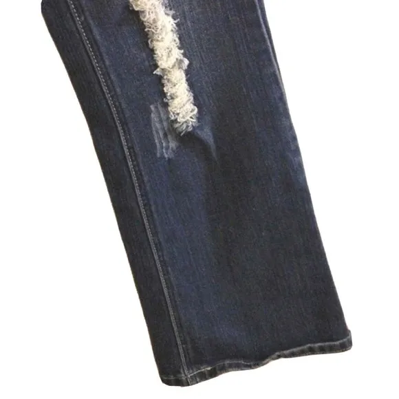 Z.CO Premium Jeans DARK BLUE Distressed High Rise FLARES Size 7 Boot Cut Bohemia