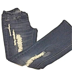 Z.CO Premium Jeans DARK BLUE Distressed High Rise FLARES Size 7 Boot Cut Bohemia